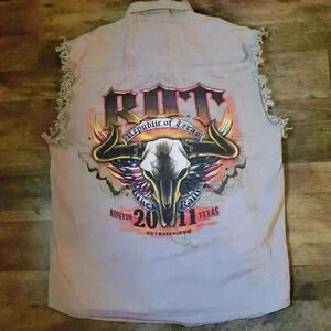 ROT Republic Of Texas Biker Ralley Austin 2011 Motorcycle Sleeveless Shirt Size